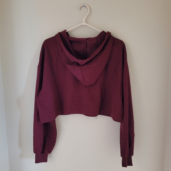 Burgundy Cropped Hoodie - Picture 2 of 2